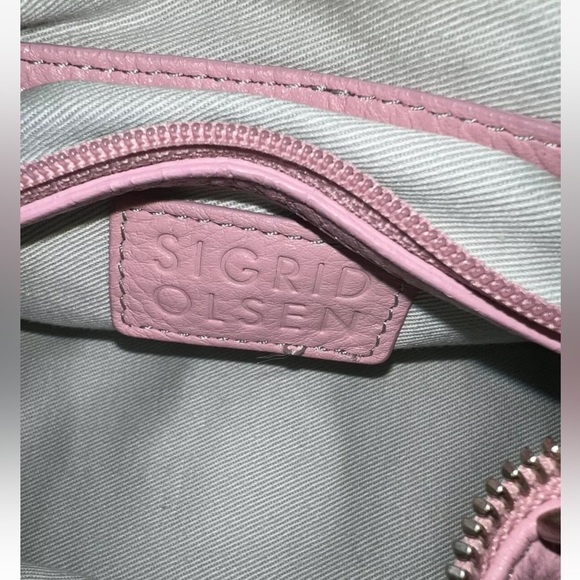 Sigrid Olsen Small  Hobo Purse/Shoulder Bag Genuine Smooth Leather Light Pink - Picture 9 of 15
